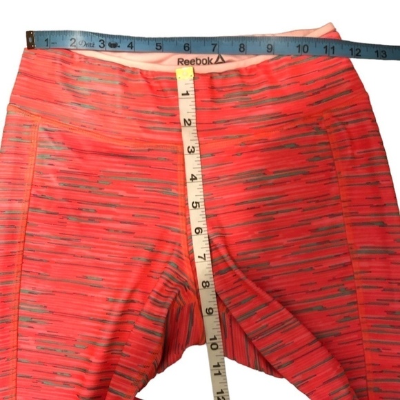 REEBOK Speedwick Leggings Women's Size Small Orange Striped Athletic - Picture 3 of 8